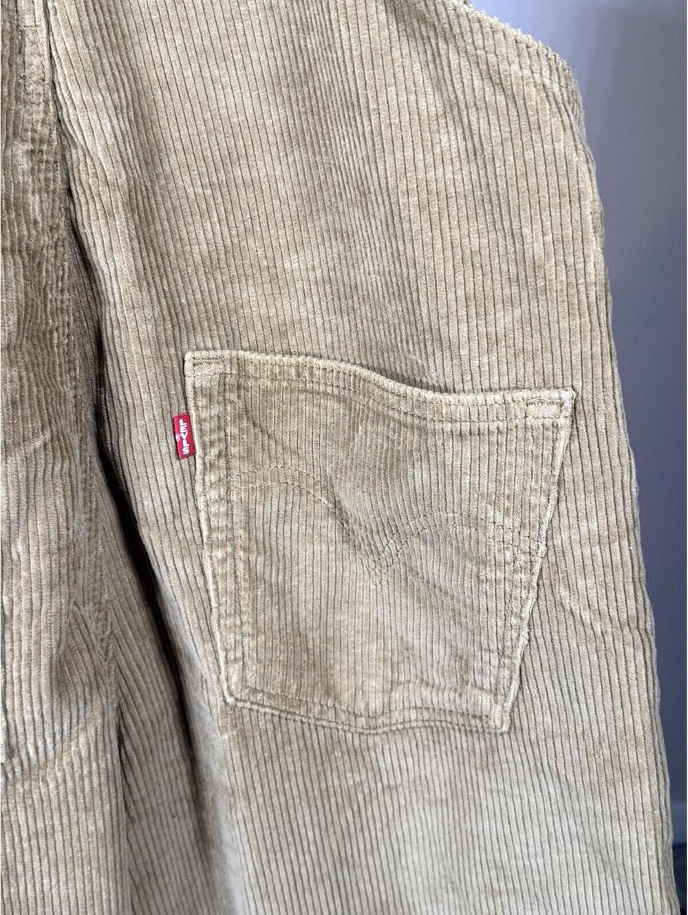 Levi’s Baggy Highwater Corduroy Overalls Ermine Tan Women's Size Large - Picture 5 of 12